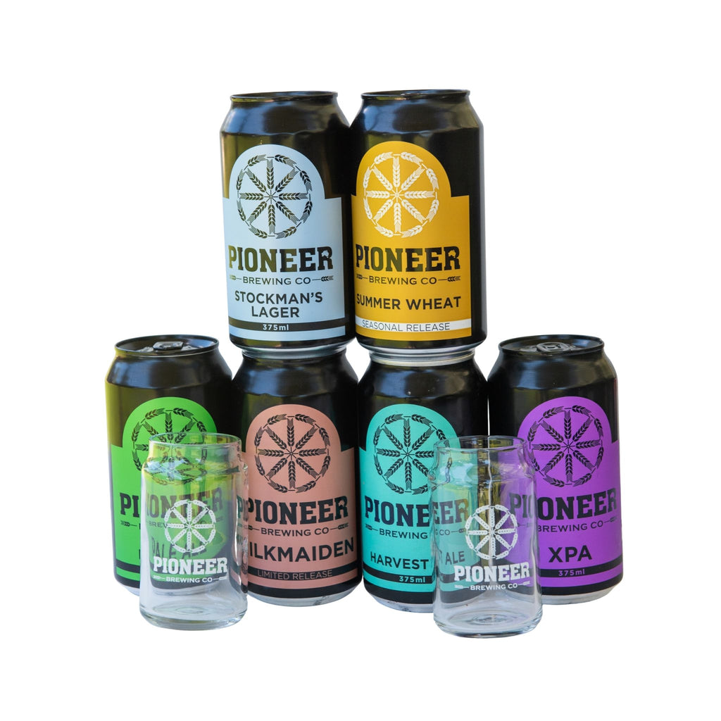Fields-of-Gold-Hamper-02-Pioneer-brewing-Co-6-cans-375ml-and-Pioneer-brewing-Co-2-small-tasting-glasses
