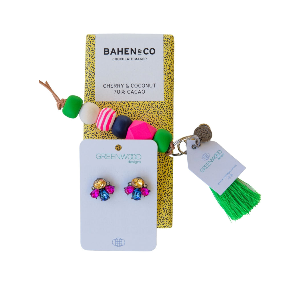 walking-on-sunshine-hamper-02-bahen-and-co-cherry-coconut-chocolate-and-greenwood-designs-keychain-bright